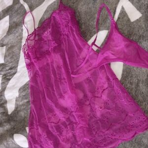 Vintage Y2K Victoria Secret Sexy Slip Lingerie Nightie Set Panties Thong M Lace